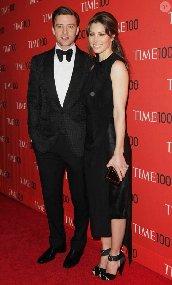 Justin Timberlake et Jessica Biel sur le tapis rouge du gala organisé par le magazine Time à New York, le 23 avril 2013.