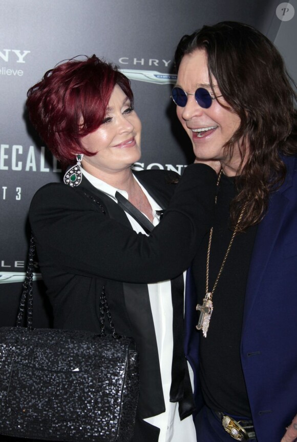 Sharon Osbourne et son mari Ozzy Osbourne à la première du film Total Recall, à Hollywood, le 1er août 2012.