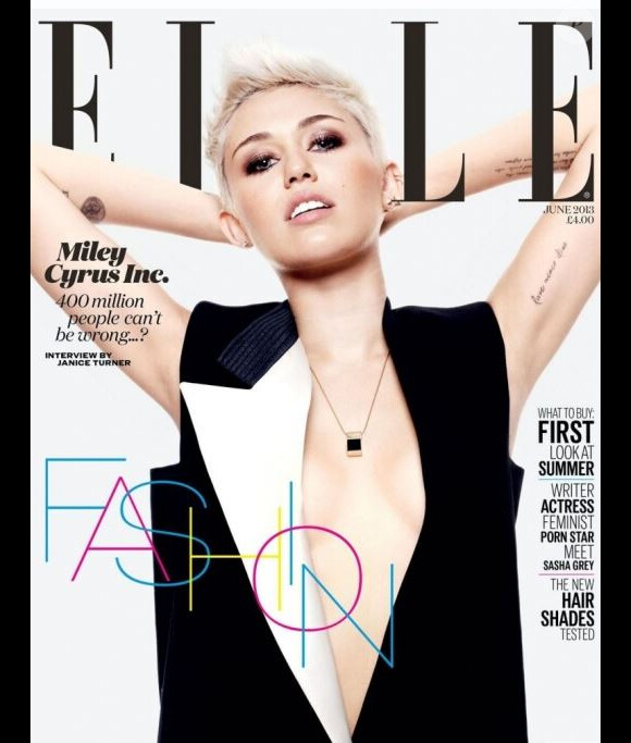 Miley Cyrus fait la couverture du magazine ELLE, édition anglaise de juin 2013.