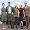 Zoe Saldana, Zachary Quinto, Simon Pegg, Alice Eve et Chris Pine lors du photocall du film Star Trek Into Darkness à Berlin le 28 avril 2013