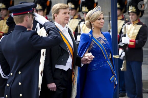 Prestation de serment du roi Willem-Alexander des Pays-Bas, avec la reine Maxima, le 30 avril 2013 à la Nouvelle Eglise (Nieuwe Kerk) d'Amsterdam.