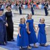 Les princesses Beatrix et Mabel suivent les princesses Amalia, Alexia et Ariane arrivant à la prestation de serment du roi Willem-Alexander des Pays-Bas, le 30 avril 2013 à la Nouvelle Eglise (Nieuwe Kerk) d'Amsterdam.