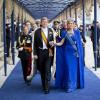 Le roi Willem-Alexander et la reine Maxima arrivant à la prestation de serment du roi Willem-Alexander des Pays-Bas, le 30 avril 2013 à la Nouvelle Eglise (Nieuwe Kerk) d'Amsterdam.