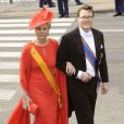 La princesse Laurentien et le prince Constantijn des Pays-Bas à la prestation de serment du roi Willem-Alexander des Pays-Bas, le 30 avril 2013 à la Nouvelle Eglise (Nieuwe Kerk) d'Amsterdam.