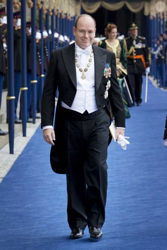 Albert de Monaco à la prestation de serment solennelle du roi Willem-Alexander des Pays-Bas, le 30 avril 2013 à la Nouvelle Eglise (Nieuwe Kerk) d'Amsterdam.
