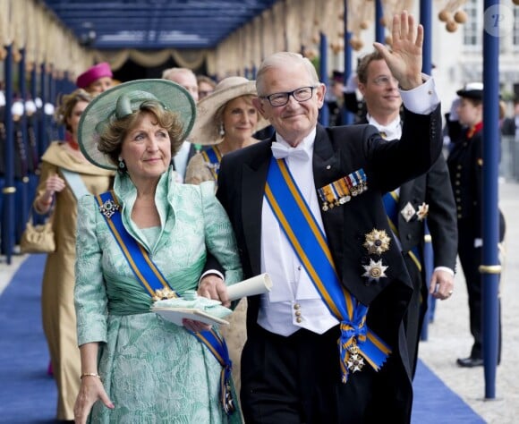 La princesse Margriet et Pieter van Vollenhoven à la prestation de serment solennelle du roi Willem-Alexander des Pays-Bas, le 30 avril 2013 à la Nouvelle Eglise (Nieuwe Kerk) d'Amsterdam.