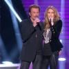 La diva Céline Dion et Johnny Hallyday sur le plateau de l'émission Céline Dion, Le grand show sur France 2 en novembre 2012.