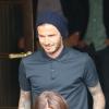 David et Victoria Beckham viennent de déjeuner avec leurs fils Cruz et Romeo à l'hôtel Costes à Paris le 4 mai 2013.