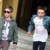 Romeo et Cruz Beckham viennent de déjeuner avec leurs parents à l'hôtel Costes à Paris le 4 mai 2013.