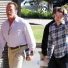 Exclusif - Arnold Schwarzenegger et son fils Patrick vont déjeuner au restaurant à Brentwood, le 11 février 2013.