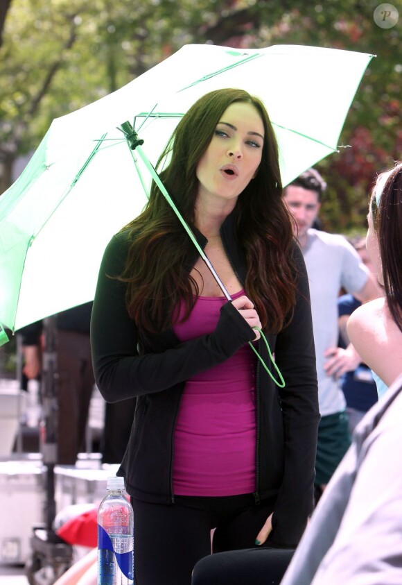 Megan Fox entre deux scènes sur le tournage des Tortues Ninja dans le Midtown, New York, le 7 mai 2013.