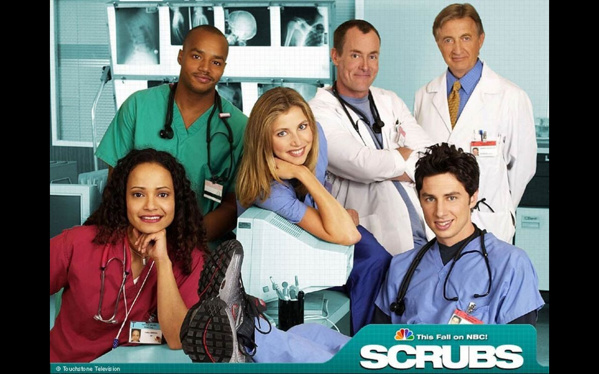 Photo Donald Faison Sarah Chalke Zach Braff John C Mcginley Judy Reyes Et Ken Jenkins 