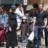 Meg Ryan et ses enfants Jack Quaid et Daisy True dans les rues de New York, le 12 mai 2013.