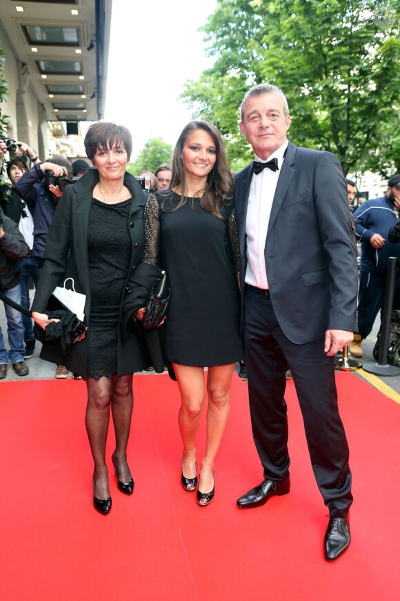 Laurence, Leslie, Pierre Lemarchal à la 4eme édition du Global Gift Gala au George-V à Paris, le 13 mai 2013.