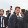 David Beckham quitte le Parc des Princes pour fêter le titre de Champion de France au Trocadero à Paris le 13 mai 2013.