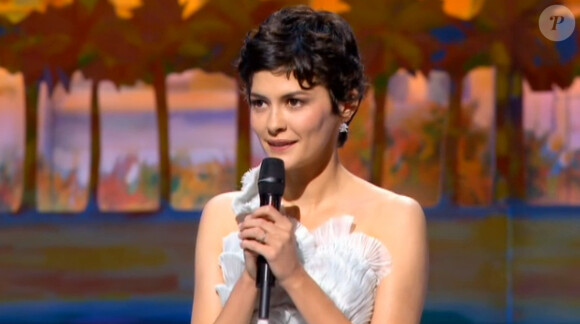 La cérémonie d'ouverture du Festival de Cannes le 15 mai 2013 : la maîtresse de cérémonie Audrey Tautou
