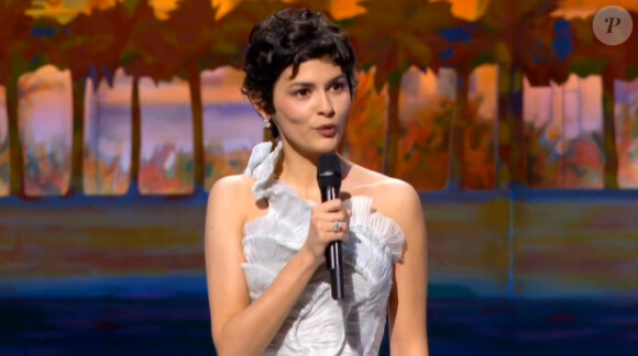 La cérémonie d'ouverture du Festival de Cannes le 15 mai 2013 : la maîtresse de cérémonie Audrey Tautou