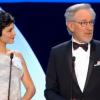 La cérémonie d'ouverture du Festival de Cannes le 15 mai 2013 : Audrey Tautou accueille le président du jury Steven Spielberg