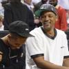 Will Smith et son fils Jaden lors du match entre Miami Heat et les Chicago Bulls à l'American Airlines Arena de Miami, le 15 mai 2013.