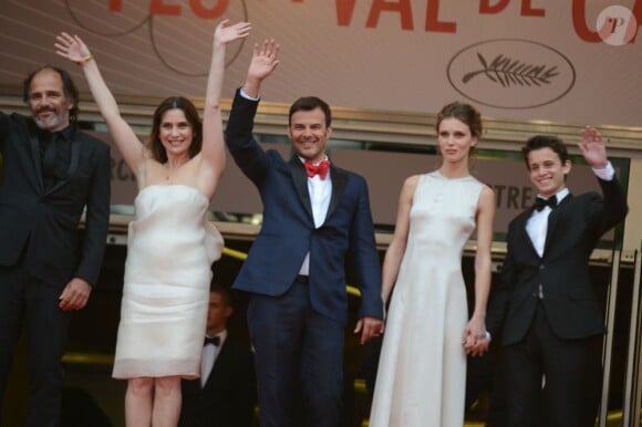 Frédéric Pierrot, Géraldine Pailhas, François Ozon, Marine Vacth and Fantin Ravat lors de la montée des marches de Jeune Et Jolie, premier film en compétition, au Palais Des Festivals de Cannes, le 16 mai 2013.
