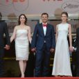 Frédéric Pierrot, Géraldine Pailhas, François Ozon, Marine Vacth et Fantin Ravat lors de la montée des marches de Jeune Et Jolie, premier film en compétition, au Palais Des Festivals de Cannes, le 16 mai 2013.