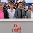 Alain Guiraudie, Pierre Deladonchamps, Christophe Paou, Patrick D'Assumcao lors du photocall du film L'Inconnu du Lac au Festival de Cannes 2013