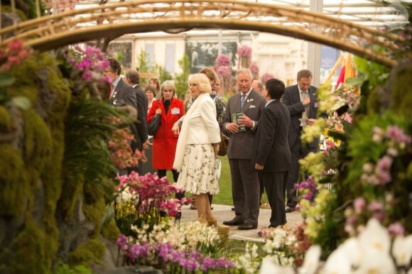 Charles et Camilla au Chelsea Flower Show, lors de la journée d'inauguration VIP de l'exposition, le 20 mai 2013 à Londres.