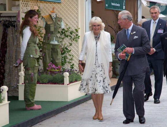 Le prince Charles et Camilla au Chelsea Flower Show, lors de la journée d'inauguration VIP de l'exposition, le 20 mai 2013 à Londres.
