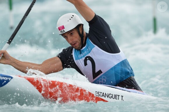 Tony Estanguet lors de la finale olympique à Londres le 31 juillet 2012 au Lee Valley White Water Centre