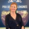 France Pierron, journaliste l'équipe TV, à la soirée de lancement du Prix de Diane Longines 2013 au Pavillon Gabriel, le 22 mai 2013.