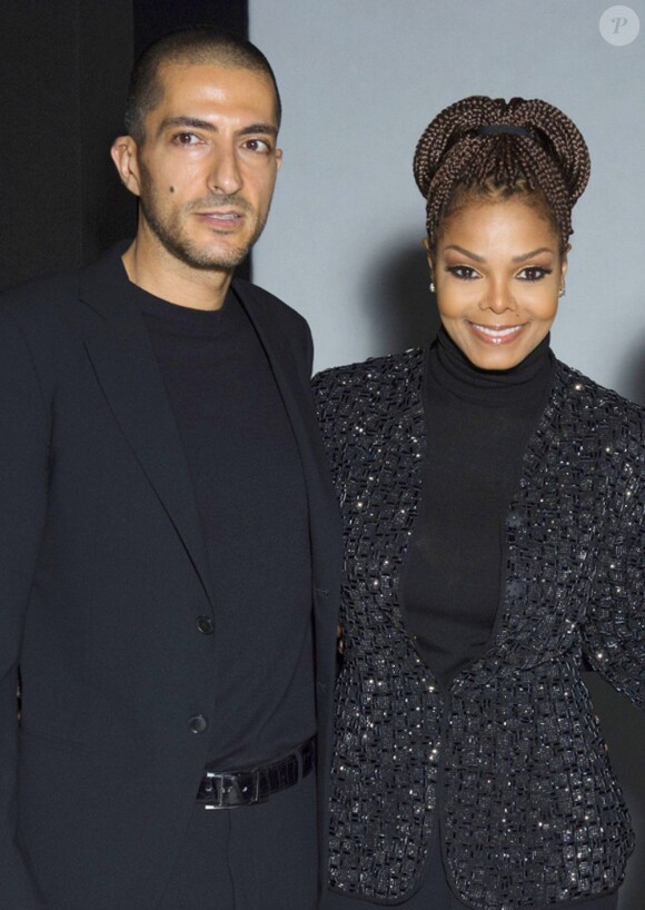 Janet Jackson et son mari Wissam Al Mana au défilé Giorgio Armani lors de la Fashion Week de Milan, le 25 février 2013.