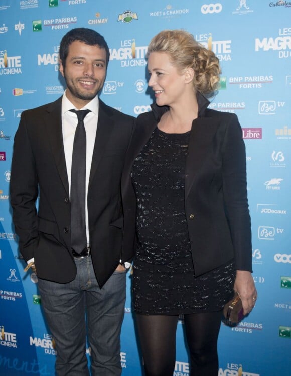 Virginie Efira enceinte et son compagnon Mabrouk El Mechri, durant les Magritte du cinéma à Bruxelles le 2 février 2013