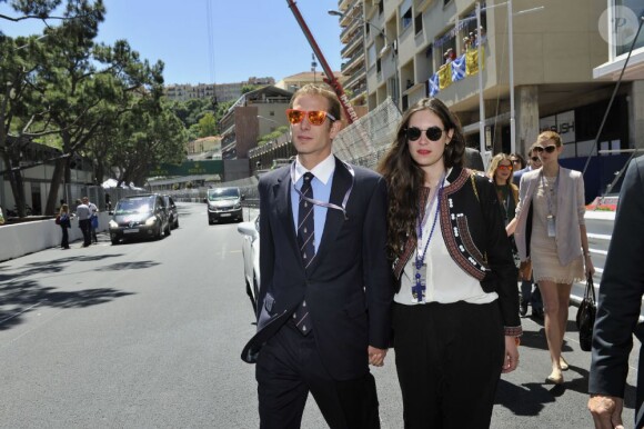 Andrea Casiraghi et sa fiancée Tatiana Santo Domingo arrivant pour le Grand Prix de F1 de Monaco le 26 mai 2013