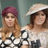 Les princesses Beatrice et Eugenie d'York assistent à la course de chevaux Investec Derby à Epsom au Royaume-Uni. Le 1 er juin 2013.