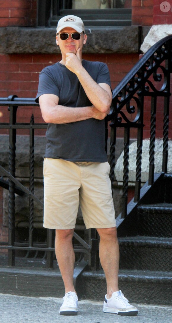 Michael Keaton sur le tournage de Birdman à New York, le 1er juin 2013.
