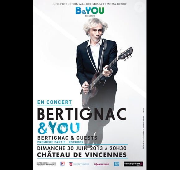 L'affiche du concert "Bertignac and you", qui devait avoir lieu le 30 juin au Château de Vincennes. Le poignet cassé, Louis Bertignac a malheureusement dû annuler.