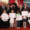 La remise du prix de l'audace artistique et culturelle à l'Elysée, le 12 juin 2013, en présence de François Hollande, Jamel Debbouze et Marc Ladreit de Lacharrière