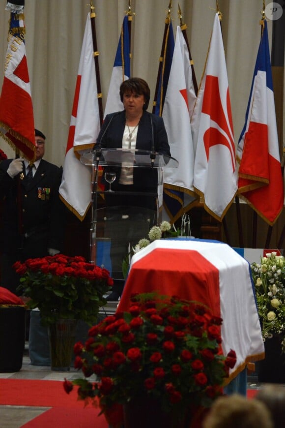 Martine Aubry lors de l'hommage à Pierre Mauroy à Lille le 13 juin 2013.