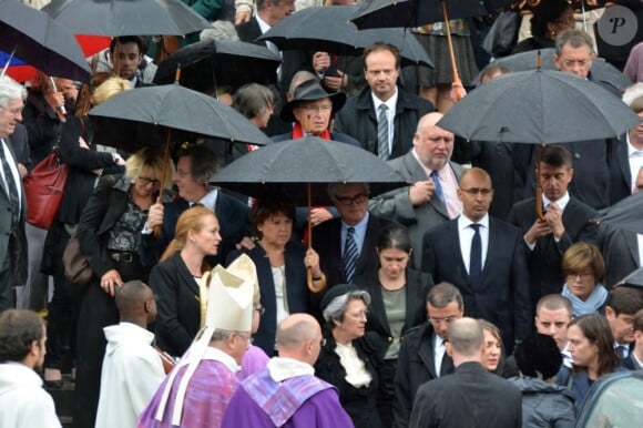 Martine Aubry et son compagnon Jean-Louis Brochen, Harlem Desir lors de l'hommage à Pierre Mauroy à Lille le 13 juin 2013.
