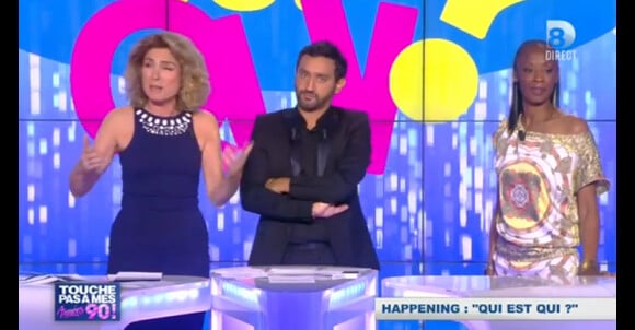 Cyril Hanouna entouré de Marie-Ange Nardi et Pépita dans le prime spécial Touche pas à mes années 90 sur D8 le vendredi 14 juin 2013