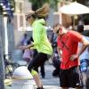 Heidi Klum et Martin Kirsten, complices au cours d'un jogging au Battery City Park. New York, le 15 juin 2013.