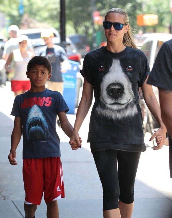 Heidi Klum, son petit ami Martin Kirsten et ses enfants Leni, Henry et Lou à New York, le 23 Juin 2013.