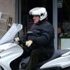 Exclusif - Gérard Depardieu sur son scooter à Paris, le 6 avril 2013.