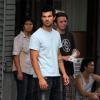 Taylor Lautner pendant le tournage du film Tracers à New York, le 24 Juin 2013.