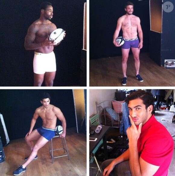 Barbara Morel, Miss Nationale 2011, a posté des photos de son compagnon Maxime Mermoz et de Maxime Médard et Fulgence Ouedraogo lors du shooting pour DIM, sur Instagram.