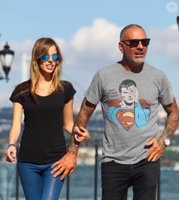 Christian Audigier et sa fiancée Nathalie Sorensen en vacances à Istanbul, le 24 Juin 2013.