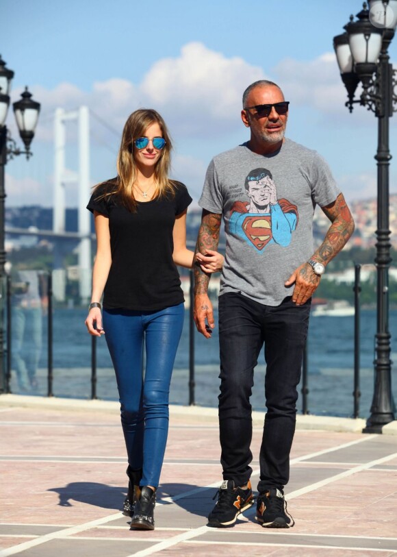 Christian Audigier et sa fiancée Nathalie Sorensen en vacances à Istanbul, le 24 Juin 2013.
