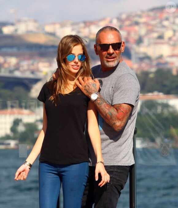 Christian Audigier et sa sublime fiancée Nathalie Sorensen en vacances à Istanbul en Turquie le 24 Juin 2013.