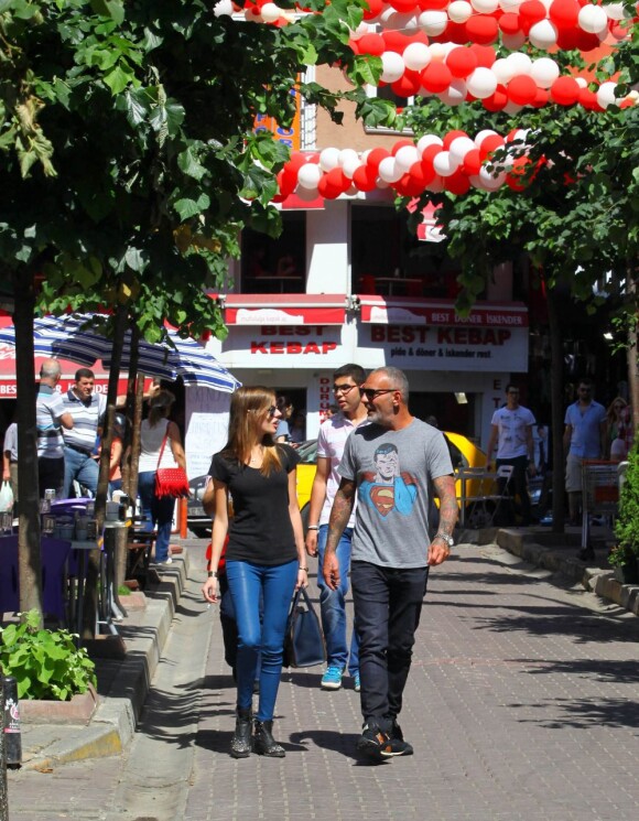 Christian Audigier et sa fiancée Nathalie Sorensen en vacances à Istanbul, le 24 Juin 2013.