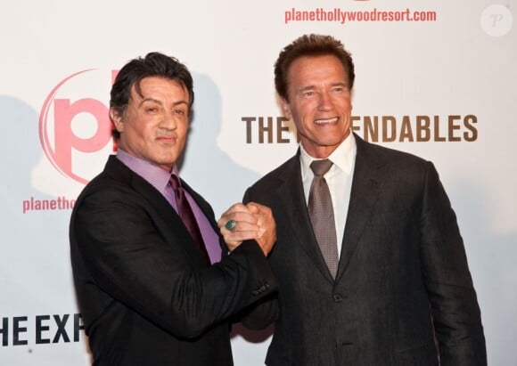 Sylvester Stallone et Arnold Schwarzenegger à la première d'Expendables à Las Vegas, le 11 août 2010.